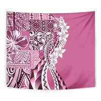 Aloha Vintage Plumeria Hawaiian Tapa Pattern Tapestry Pink Hawaiian Tapa Pattern - Polynesian Pride