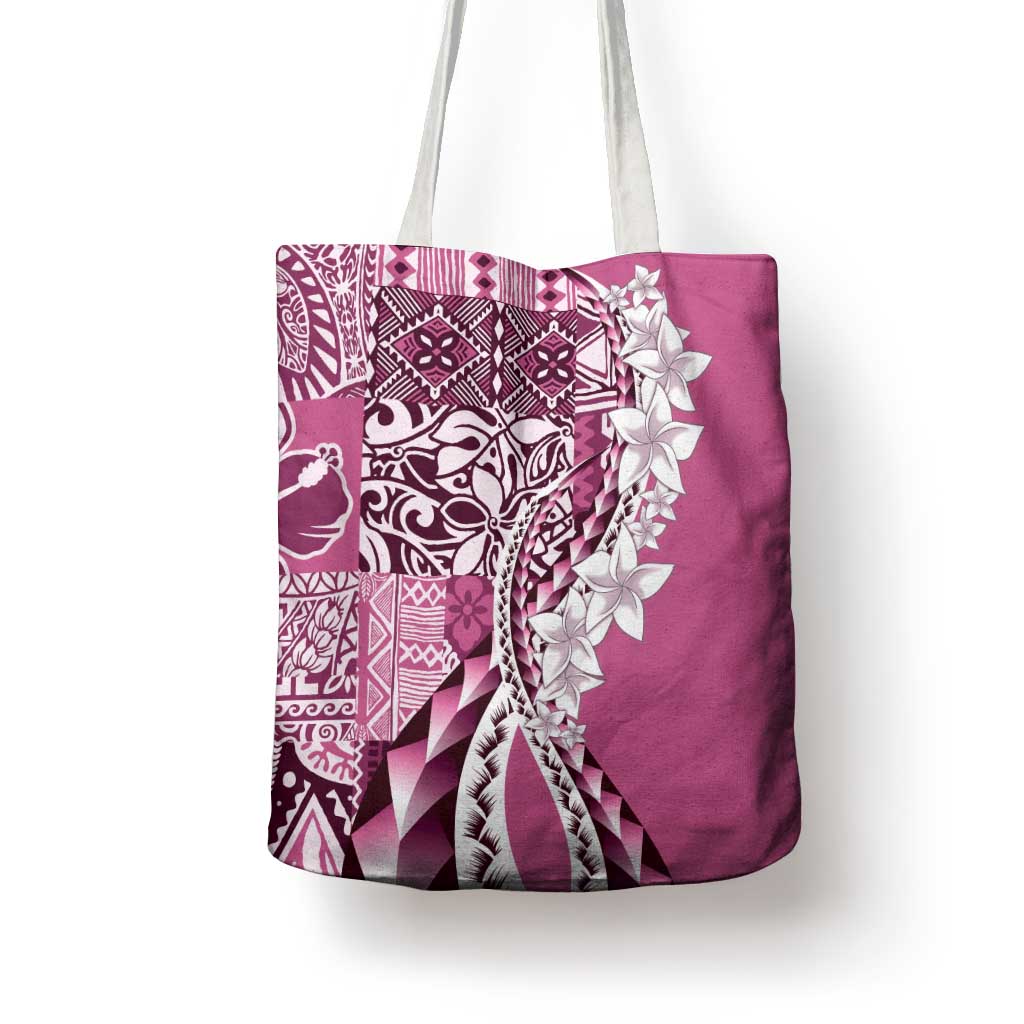 Aloha Vintage Plumeria Hawaiian Tapa Pattern Tote Bag Pink Hawaiian Tapa Pattern - Polynesian Pride