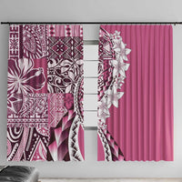 Aloha Vintage Plumeria Hawaiian Tapa Pattern Window Curtain Pink Hawaiian Tapa Pattern - Polynesian Pride