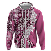 Aloha Vintage Plumeria Hawaiian Tapa Pattern Zip Hoodie Pink Hawaiian Tapa Pattern - Polynesian Pride