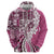 Aloha Vintage Plumeria Hawaiian Tapa Pattern Zip Hoodie Pink Hawaiian Tapa Pattern - Polynesian Pride