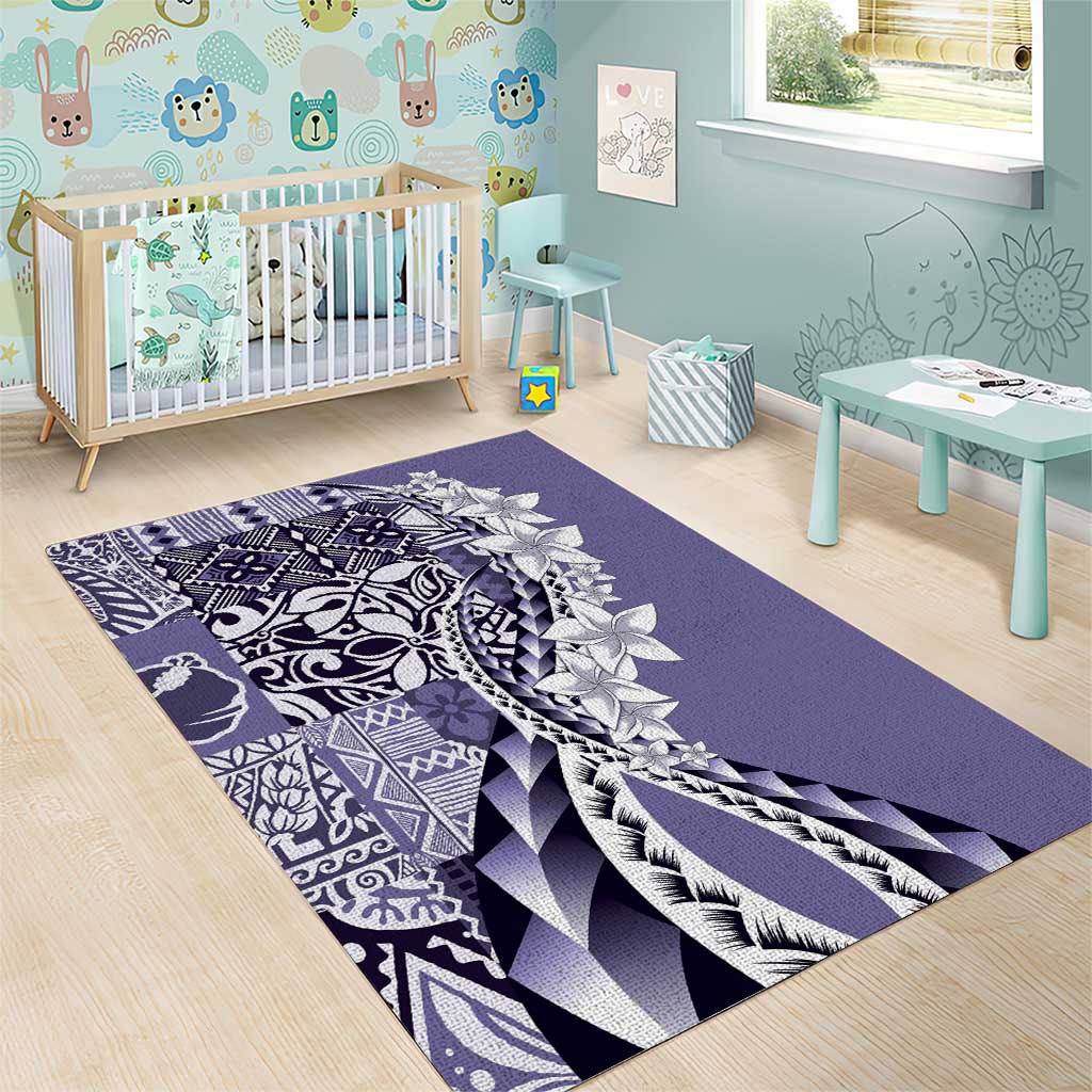 Aloha Vintage Plumeria Hawaiian Tapa Pattern Area Rug Purple Hawaiian Tapa Pattern - Polynesian Pride