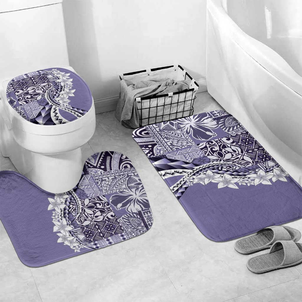 Aloha Vintage Plumeria Hawaiian Tapa Pattern Bathroom Set Purple Hawaiian Tapa Pattern - Polynesian Pride