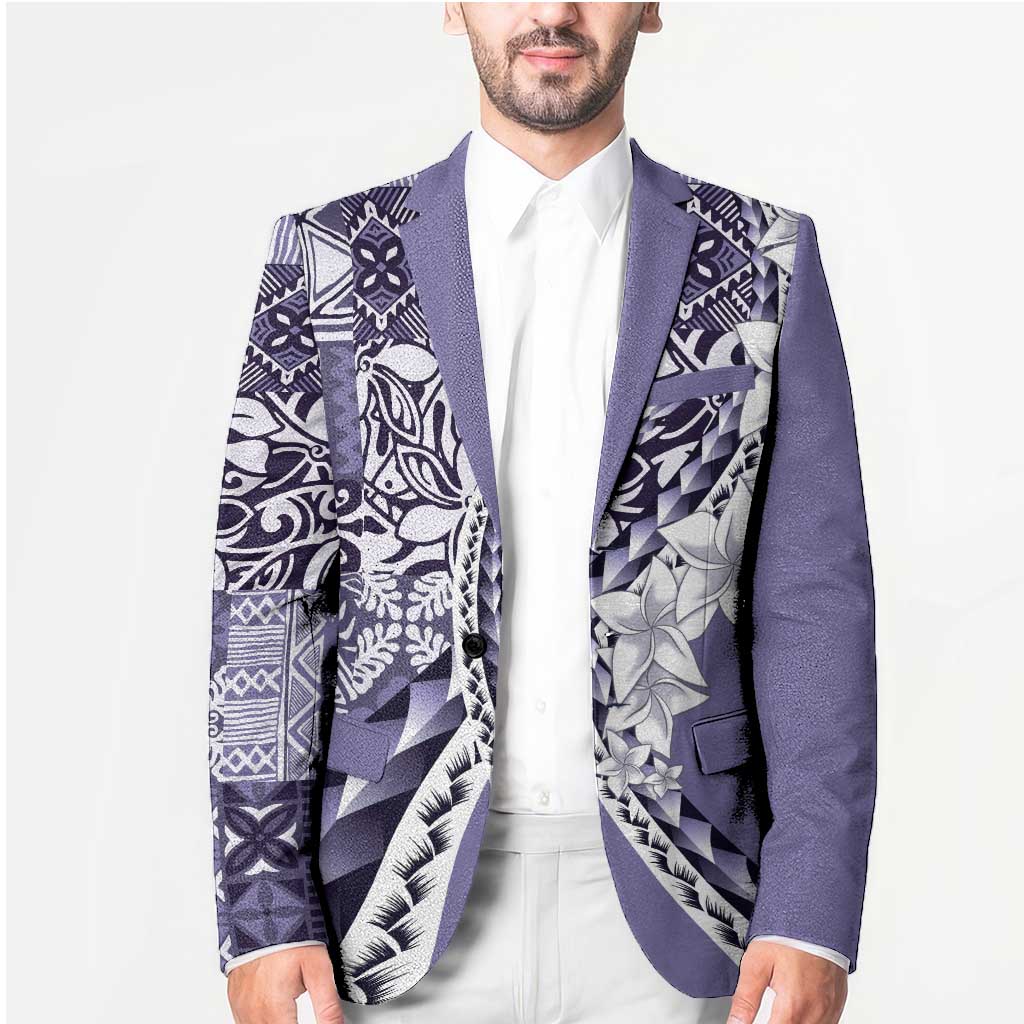 Aloha Vintage Plumeria Hawaiian Tapa Pattern Blazer Purple Hawaiian Tapa Pattern - Polynesian Pride