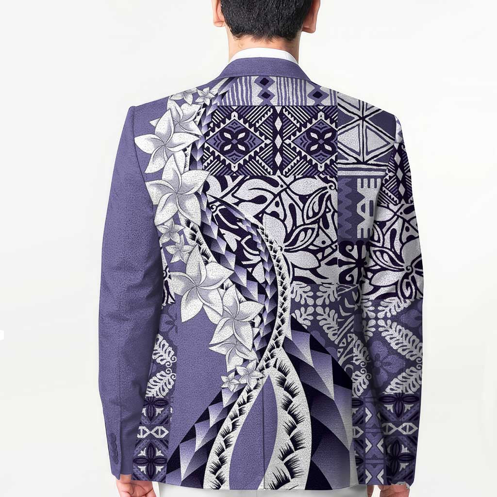Aloha Vintage Plumeria Hawaiian Tapa Pattern Blazer Purple Hawaiian Tapa Pattern - Polynesian Pride