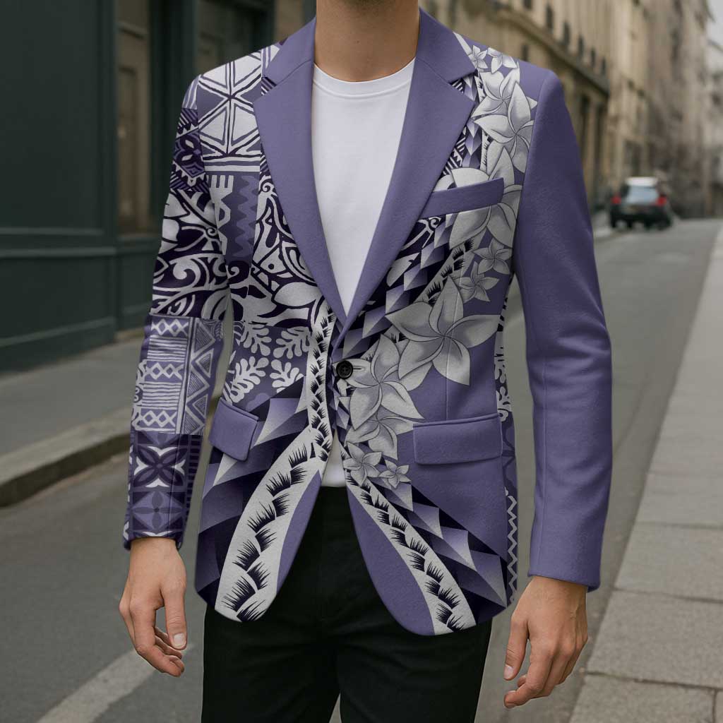 Aloha Vintage Plumeria Hawaiian Tapa Pattern Blazer Purple Hawaiian Tapa Pattern - Polynesian Pride