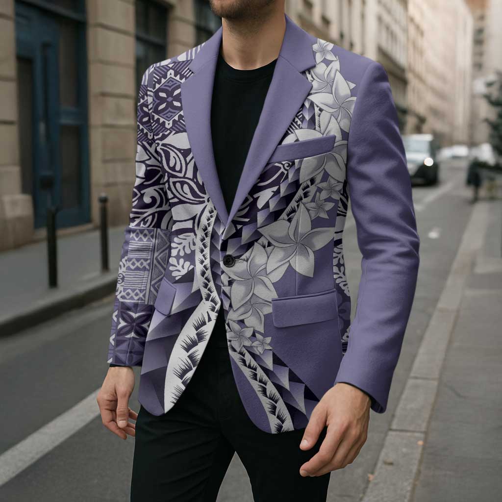 Aloha Vintage Plumeria Hawaiian Tapa Pattern Blazer Purple Hawaiian Tapa Pattern - Polynesian Pride