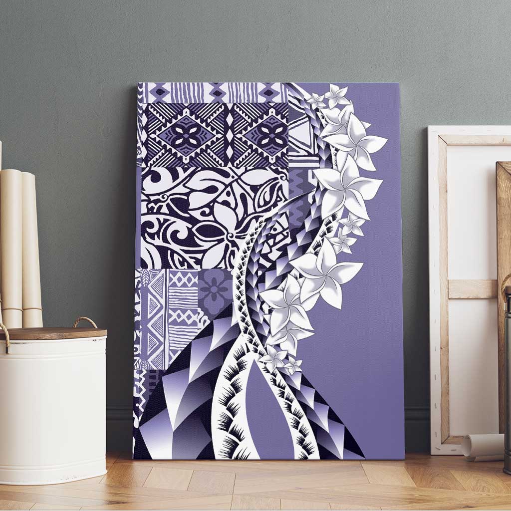 Aloha Vintage Plumeria Hawaiian Tapa Pattern Canvas Wall Art Purple Hawaiian Tapa Pattern - Polynesian Pride