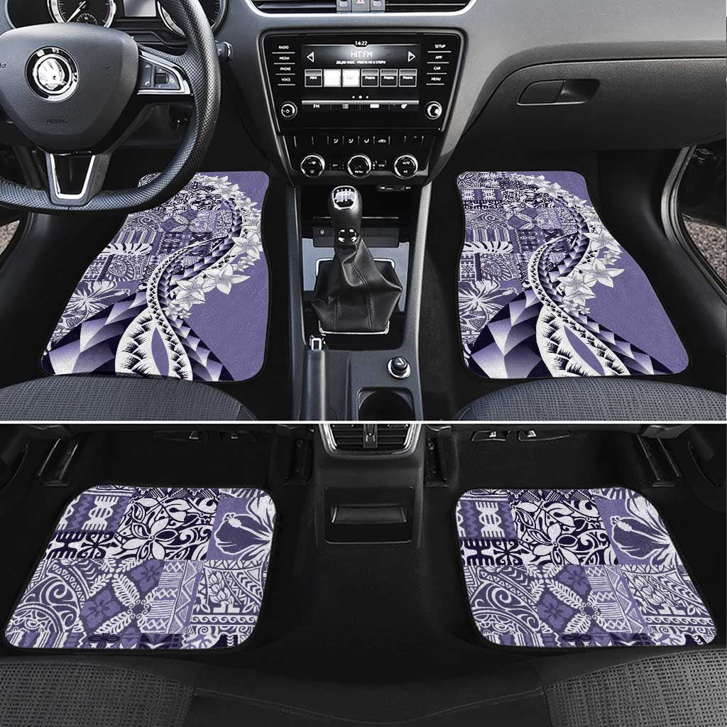 Aloha Vintage Plumeria Hawaiian Tapa Pattern Car Mats Purple Hawaiian Tapa Pattern - Polynesian Pride