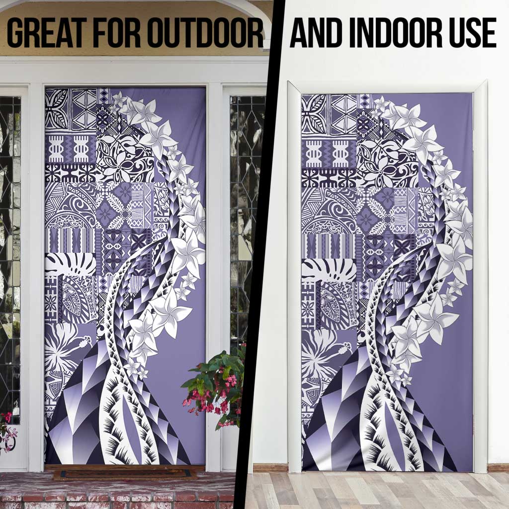 Aloha Vintage Plumeria Hawaiian Tapa Pattern Door Cover Purple Hawaiian Tapa Pattern - Polynesian Pride
