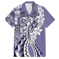 Aloha Vintage Plumeria Hawaiian Tapa Pattern Family Matching Long Sleeve Bodycon Dress and Hawaiian Shirt Purple Hawaiian Tapa Pattern - Polynesian Pride