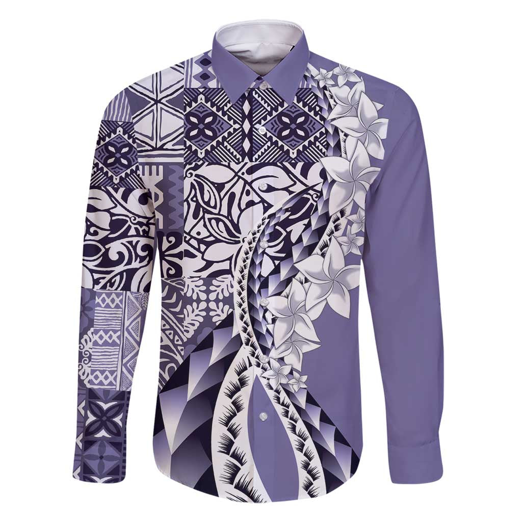 Aloha Vintage Plumeria Hawaiian Tapa Pattern Family Matching Mermaid Dress and Hawaiian Shirt Purple Hawaiian Tapa Pattern - Polynesian Pride