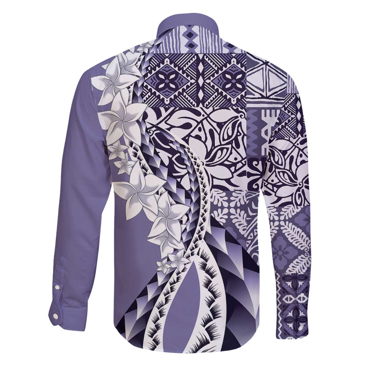 Aloha Vintage Plumeria Hawaiian Tapa Pattern Family Matching Off The Shoulder Long Sleeve Dress and Hawaiian Shirt Purple Hawaiian Tapa Pattern - Polynesian Pride