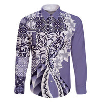 Aloha Vintage Plumeria Hawaiian Tapa Pattern Family Matching Puletasi and Hawaiian Shirt Purple Hawaiian Tapa Pattern - Polynesian Pride