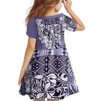 Aloha Vintage Plumeria Hawaiian Tapa Pattern Family Matching Short Sleeve Bodycon Dress and Hawaiian Shirt Purple Hawaiian Tapa Pattern - Polynesian Pride