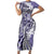 Aloha Vintage Plumeria Hawaiian Tapa Pattern Family Matching Short Sleeve Bodycon Dress and Hawaiian Shirt Purple Hawaiian Tapa Pattern - Polynesian Pride