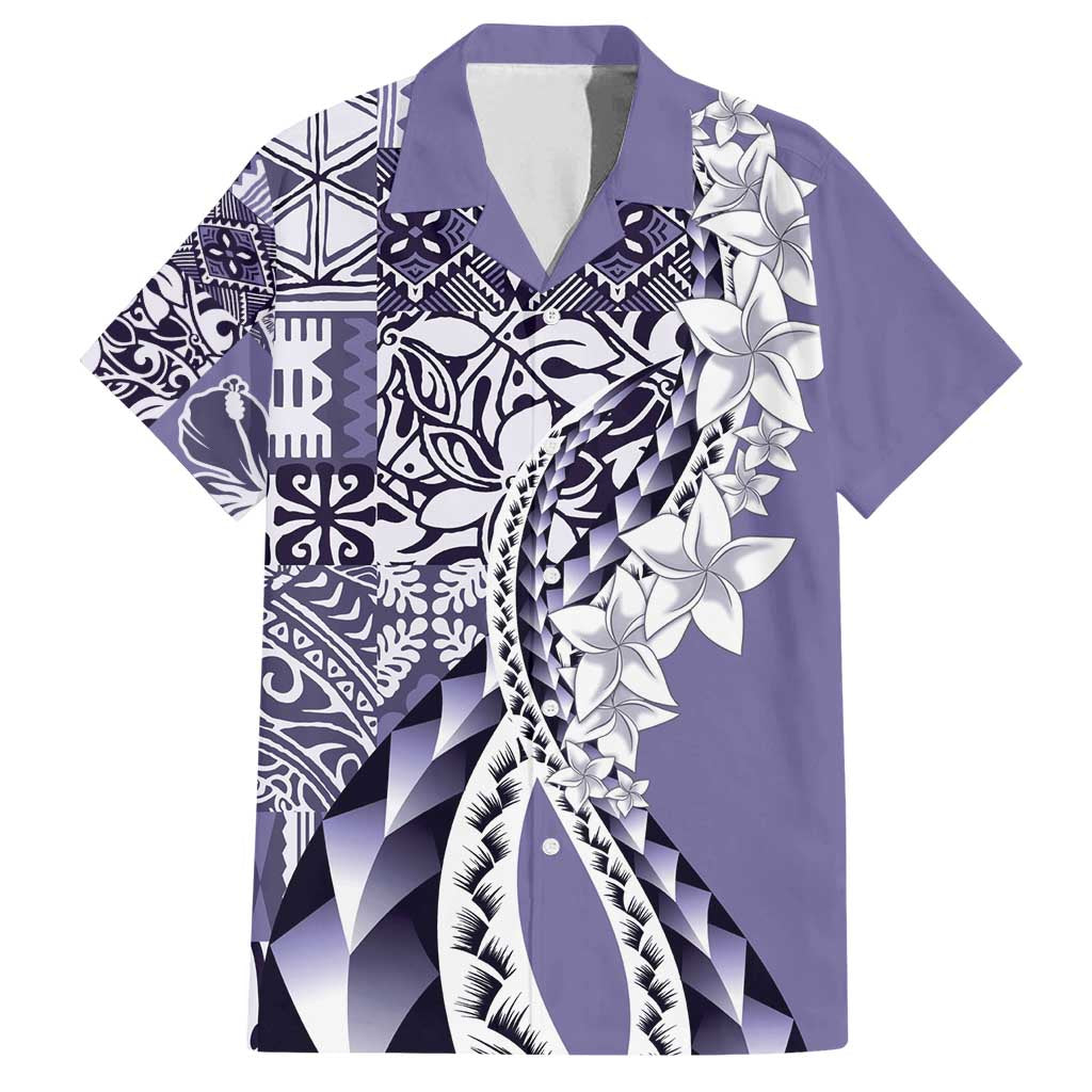 Aloha Vintage Plumeria Hawaiian Tapa Pattern Family Matching Summer Maxi Dress and Hawaiian Shirt Purple Hawaiian Tapa Pattern - Polynesian Pride