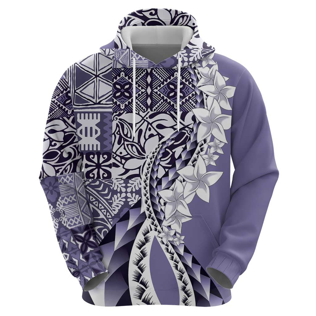Aloha Vintage Plumeria Hawaiian Tapa Pattern Hoodie Purple Hawaiian Tapa Pattern - Polynesian Pride