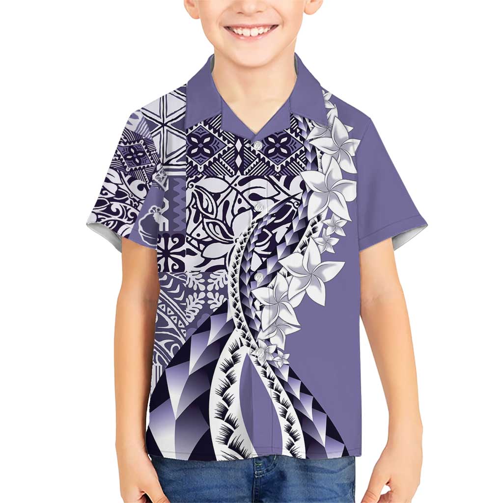Aloha Vintage Plumeria Hawaiian Tapa Pattern Kid Hawaiian Shirt Purple Hawaiian Tapa Pattern - Polynesian Pride