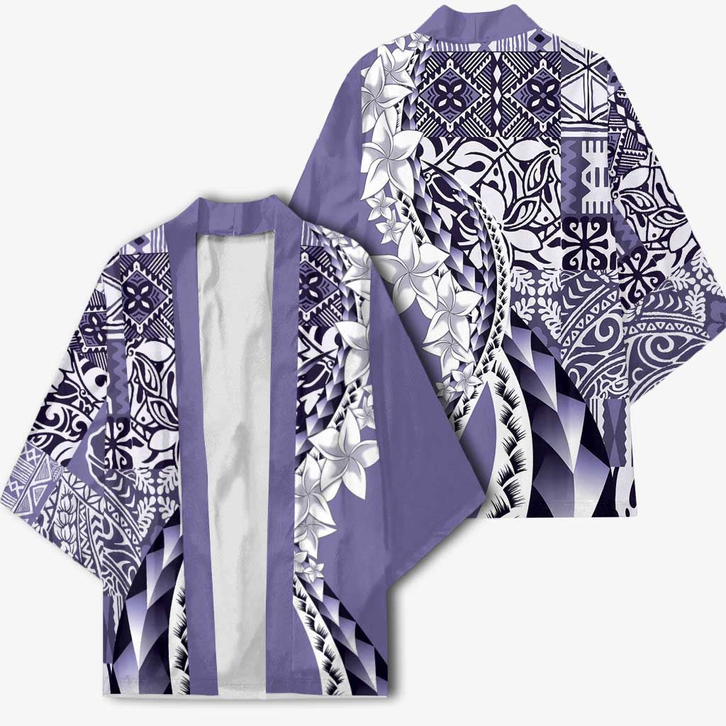 Aloha Vintage Plumeria Hawaiian Tapa Pattern Kimono Purple Hawaiian Tapa Pattern - Polynesian Pride