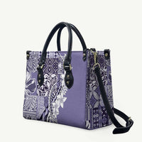 Aloha Vintage Plumeria Hawaiian Tapa Pattern Leather Bag Purple Hawaiian Tapa Pattern - Polynesian Pride