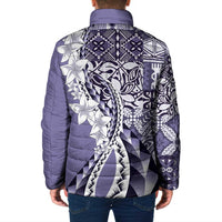 Aloha Vintage Plumeria Hawaiian Tapa Pattern Padded Jacket Purple Hawaiian Tapa Pattern - Polynesian Pride