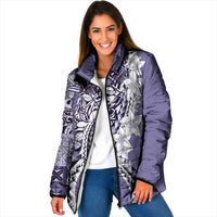 Aloha Vintage Plumeria Hawaiian Tapa Pattern Padded Jacket Purple Hawaiian Tapa Pattern - Polynesian Pride