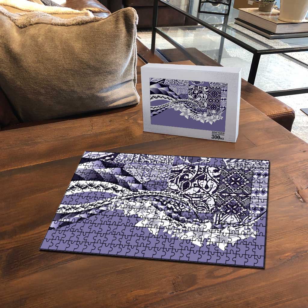 Aloha Vintage Plumeria Hawaiian Tapa Pattern Puzzle Purple Hawaiian Tapa Pattern - Polynesian Pride