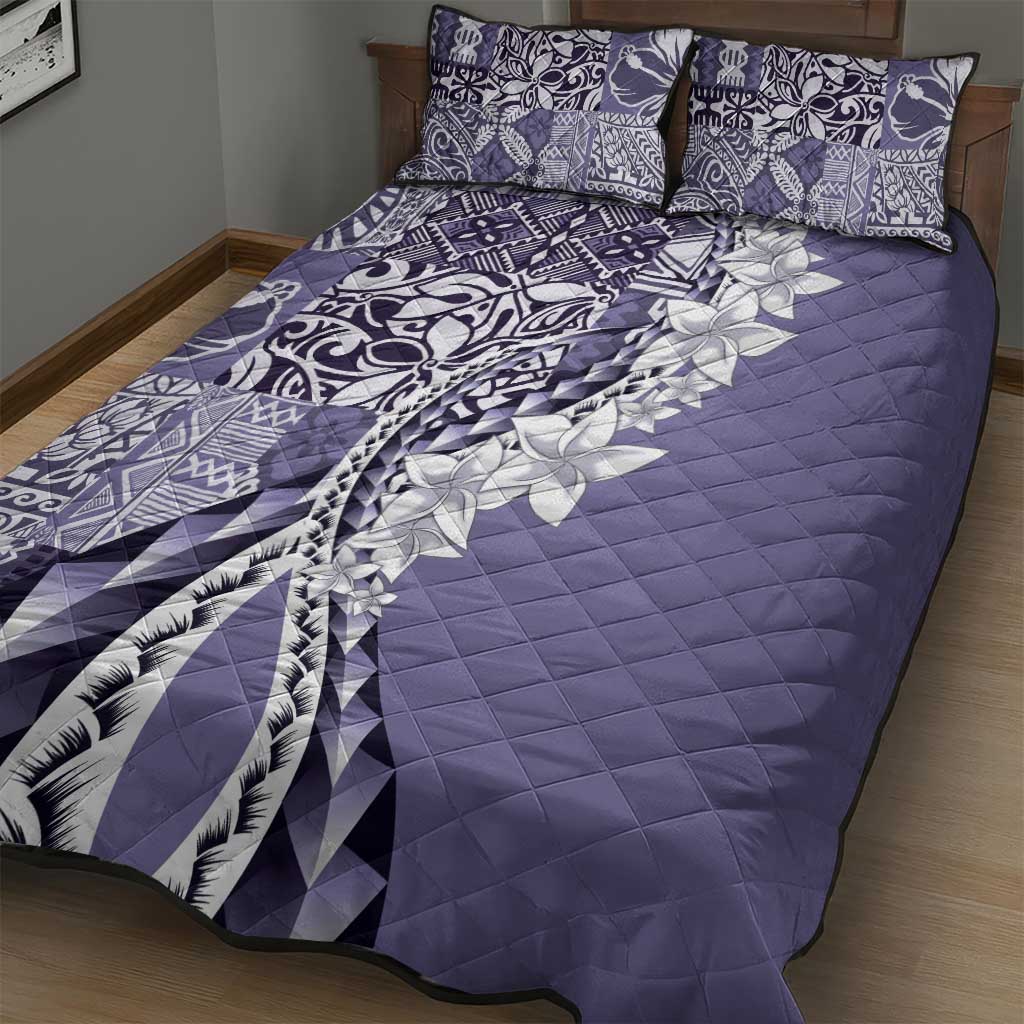 Aloha Vintage Plumeria Hawaiian Tapa Pattern Quilt Bed Set Purple Hawaiian Tapa Pattern - Polynesian Pride