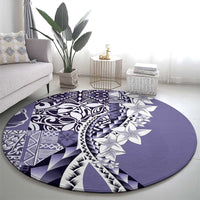 Aloha Vintage Plumeria Hawaiian Tapa Pattern Round Carpet Purple Hawaiian Tapa Pattern - Polynesian Pride