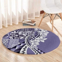 Aloha Vintage Plumeria Hawaiian Tapa Pattern Round Carpet Purple Hawaiian Tapa Pattern - Polynesian Pride