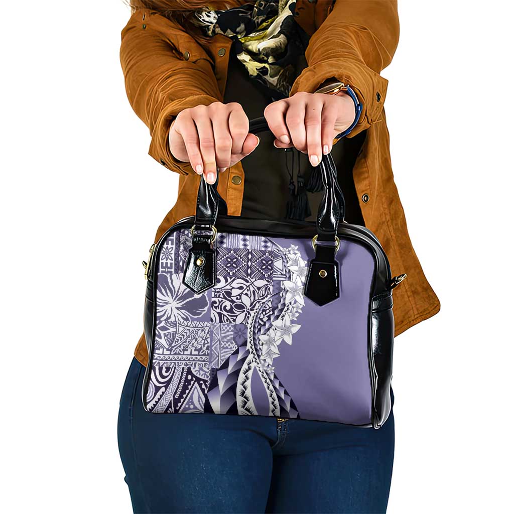 Aloha Vintage Plumeria Hawaiian Tapa Pattern Shoulder Handbag Purple Hawaiian Tapa Pattern - Polynesian Pride