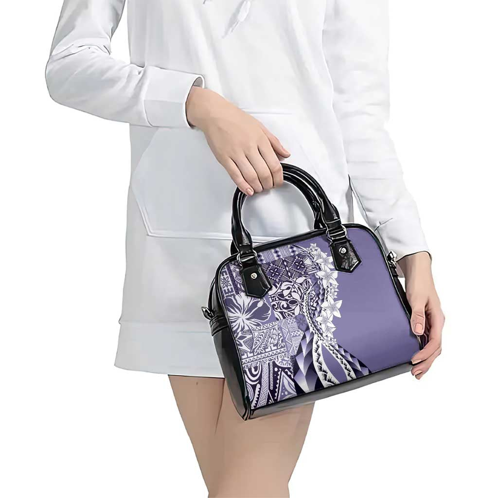 Aloha Vintage Plumeria Hawaiian Tapa Pattern Shoulder Handbag Purple Hawaiian Tapa Pattern - Polynesian Pride