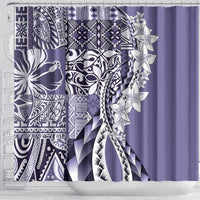 Aloha Vintage Plumeria Hawaiian Tapa Pattern Shower Curtain Purple Hawaiian Tapa Pattern - Polynesian Pride