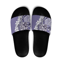 Aloha Vintage Plumeria Hawaiian Tapa Pattern Slide Sandals Purple Hawaiian Tapa Pattern - Polynesian Pride