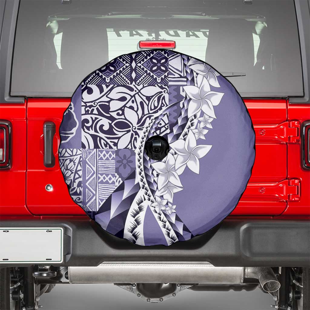Aloha Vintage Plumeria Hawaiian Tapa Pattern Spare Tire Cover Purple Hawaiian Tapa Pattern - Polynesian Pride