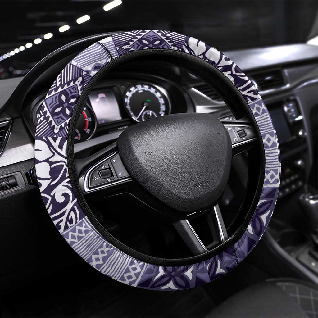Aloha Vintage Plumeria Hawaiian Tapa Pattern Steering Wheel Cover Purple Hawaiian Tapa Pattern - Polynesian Pride