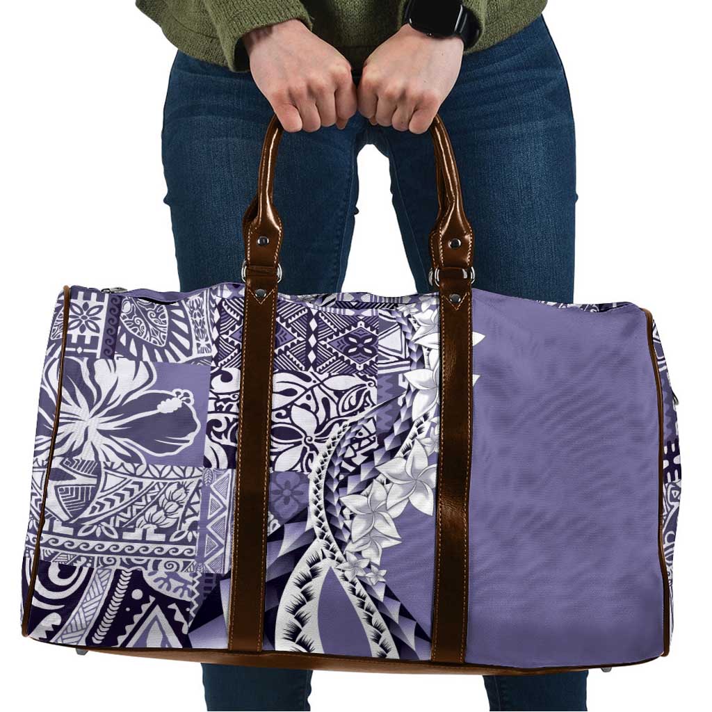 Aloha Vintage Plumeria Hawaiian Tapa Pattern Travel Bag Purple Hawaiian Tapa Pattern - Polynesian Pride