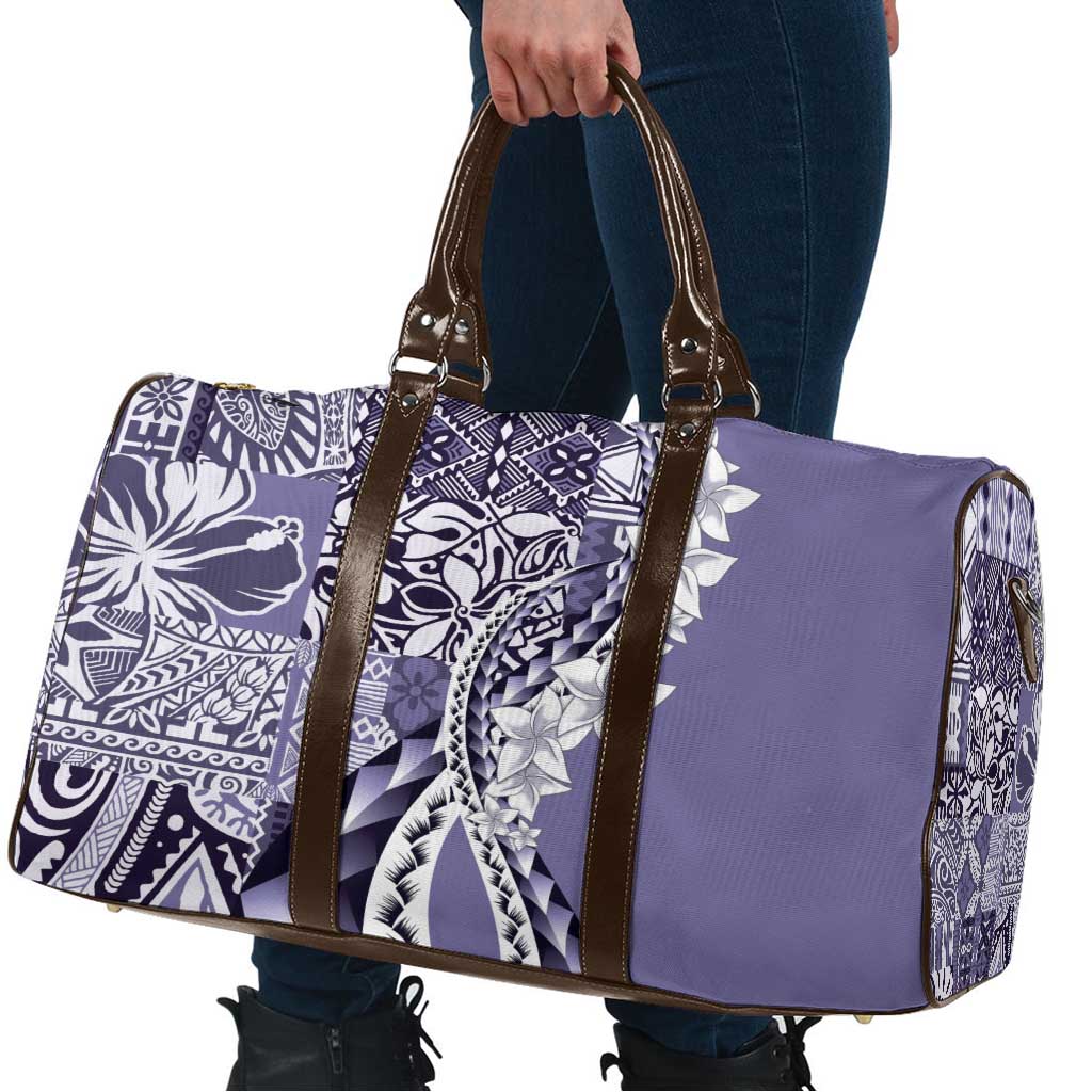 Aloha Vintage Plumeria Hawaiian Tapa Pattern Travel Bag Purple Hawaiian Tapa Pattern - Polynesian Pride