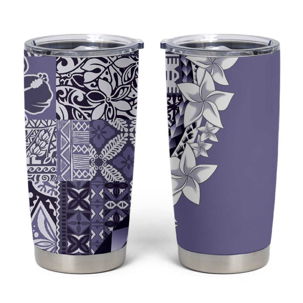 Aloha Vintage Plumeria Hawaiian Tapa Pattern Tumbler Cup Purple Hawaiian Tapa Pattern - Polynesian Pride