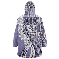 Aloha Vintage Plumeria Hawaiian Tapa Pattern Wearable Blanket Hoodie Purple Hawaiian Tapa Pattern - Polynesian Pride