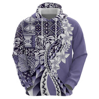 Aloha Vintage Plumeria Hawaiian Tapa Pattern Zip Hoodie Purple Hawaiian Tapa Pattern - Polynesian Pride