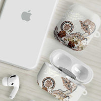 Polynesian Manta Ray AirPods Case Beige Floral Turtle Tattoo - Polynesian Pride