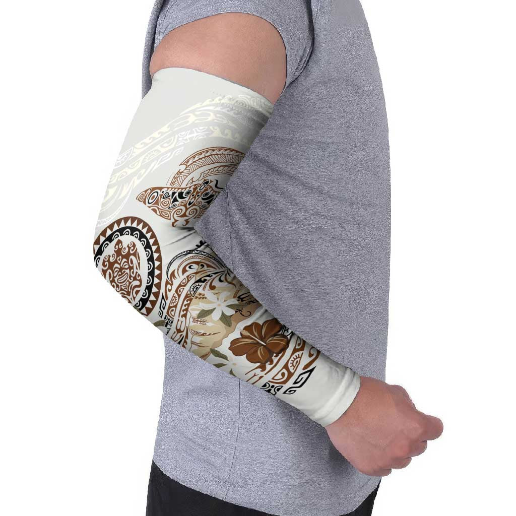 Polynesian Manta Ray Arm Sleeves Beige Floral Turtle Tattoo - Polynesian Pride