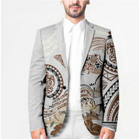 Polynesian Manta Ray Blazer Beige Floral Turtle Tattoo - Polynesian Pride