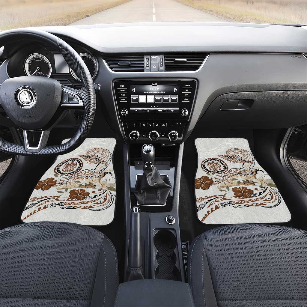Polynesian Manta Ray Car Mats Beige Floral Turtle Tattoo - Polynesian Pride