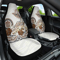 Polynesian Manta Ray Car Seat Cover Beige Floral Turtle Tattoo - Polynesian Pride