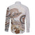 Polynesian Manta Ray Family Matching Long Sleeve Bodycon Dress and Hawaiian Shirt Beige Floral Turtle Tattoo - Polynesian Pride