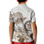 Polynesian Manta Ray Kid Polo Shirt Beige Floral Turtle Tattoo - Polynesian Pride