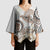 Polynesian Manta Ray Kimono Sleeve Blouse Beige Floral Turtle Tattoo - Polynesian Pride